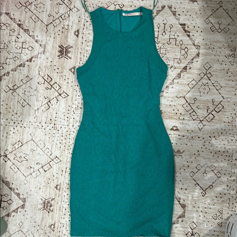 Zara Teal Halter Sheath Mini Dress